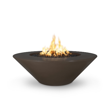 The Outdoor Plus 48 Round Cazo Fire Pit - GFRC Concrete - Chocolate - Spark Ignition with Flame Sense - Natural Gas OPT-CZ48FSEN-CHC-NG